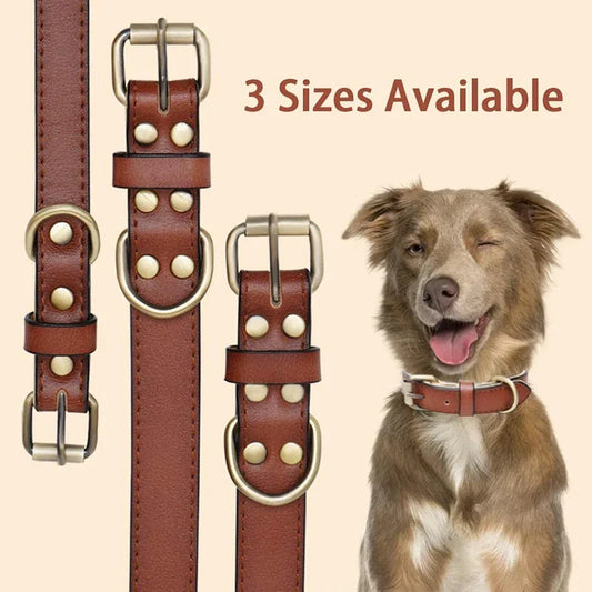 Adjustable Genuine Soft Leather Dog Collar - ProPawPet.com