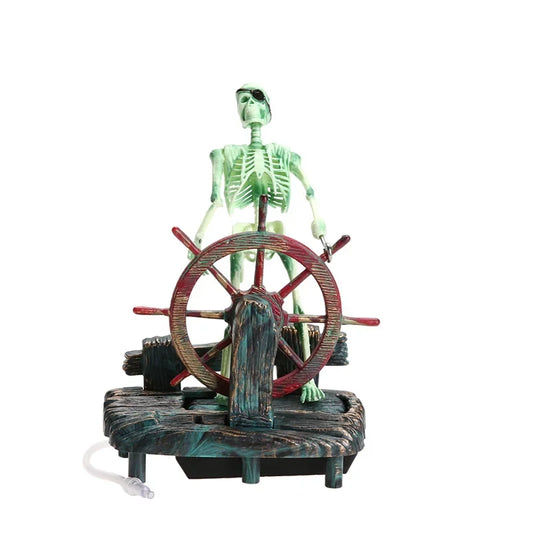 Resin Pirate Skull Captain Aquarium - ProPawPet.com
