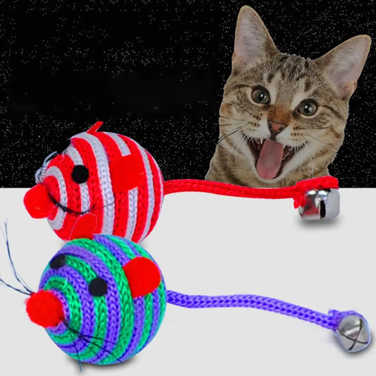 Lovely Stripe Nylon Rope Round Ball Mouse - ProPawPet.com