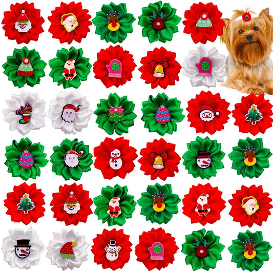 50/100pcs Christmas Dog Bows Small Dog Hair - ProPawPet.com