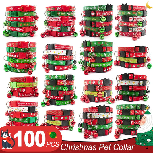 100Pcs Pet Christmas Collars Cats Dogs - ProPawPet.com
