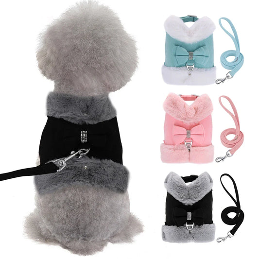 Puppy Dog Harness and Leash Warm Fur Padded - ProPawPet.com