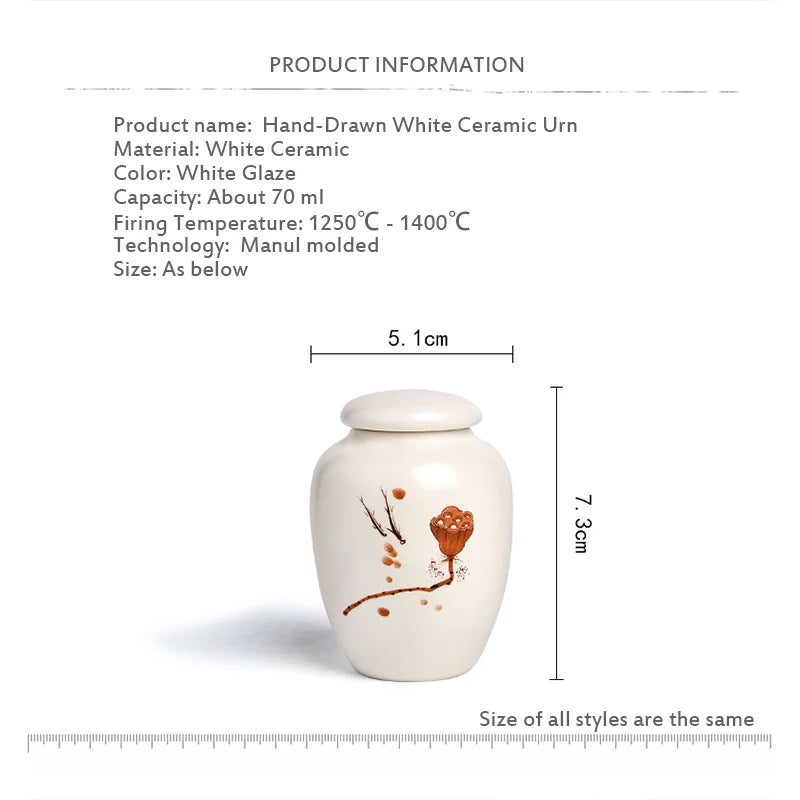 Mini White Ceramic Pet Ashes Urn Cremation - ProPawPet.com