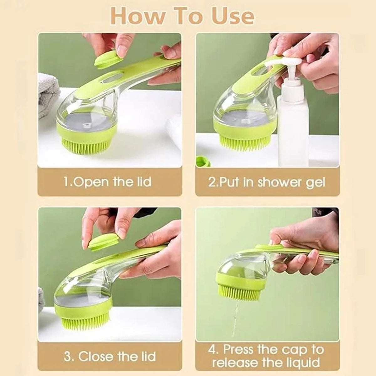 1pc Pet Bath Brush Soft Silicone Long Handle - ProPawPet.com