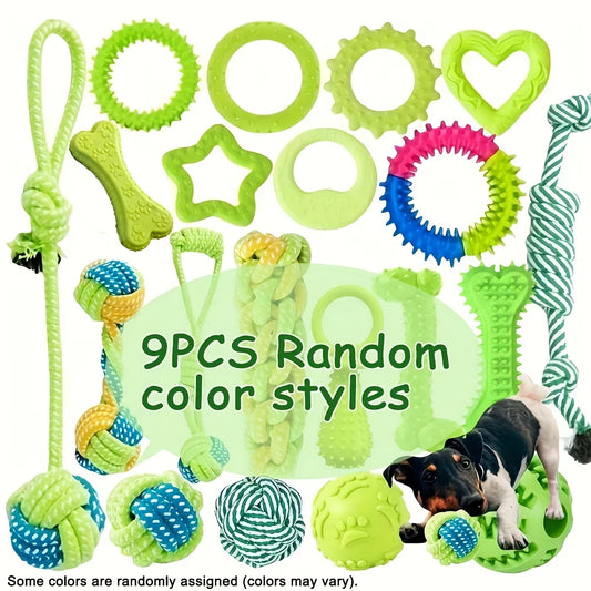9pcs Random Color Dog Chew Toys, Squeaky - ProPawPet.com