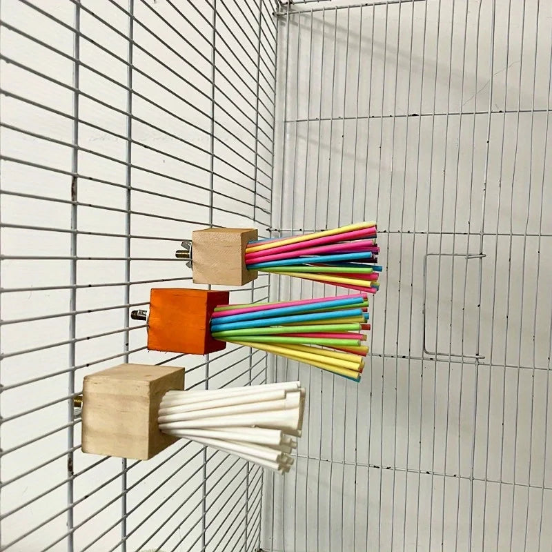 1PC Parrot Wooden Toy Rainbow Paper Stick - ProPawPet.com