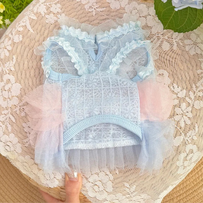 Summer Dog Gauze Skirt Blue Light CoolTeddy - ProPawPet.com