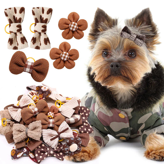 10PCS Winter Dog Bows Puppy Cat Flower - ProPawPet.com