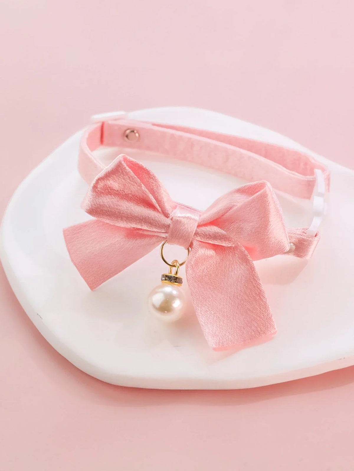 Cute Cats Collar Kitten Fairy Pink Lace Bow Hanging Pearl Pet – 3 Colors