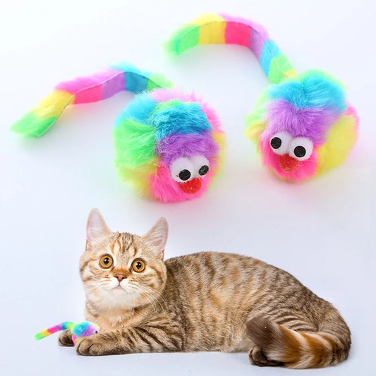 Rainbow Plush Rat Chew Toy for Cats - Self - - ProPawPet.com