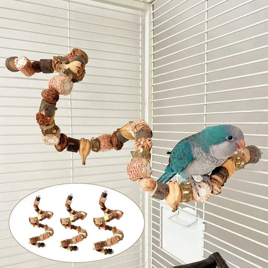 Flexible Natural Wood Bird Perch Ladder Toy - ProPawPet.com