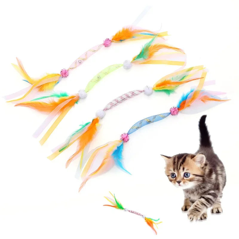 Cat Toys Colorful Hoses Feathers Cat Teasing - ProPawPet.com