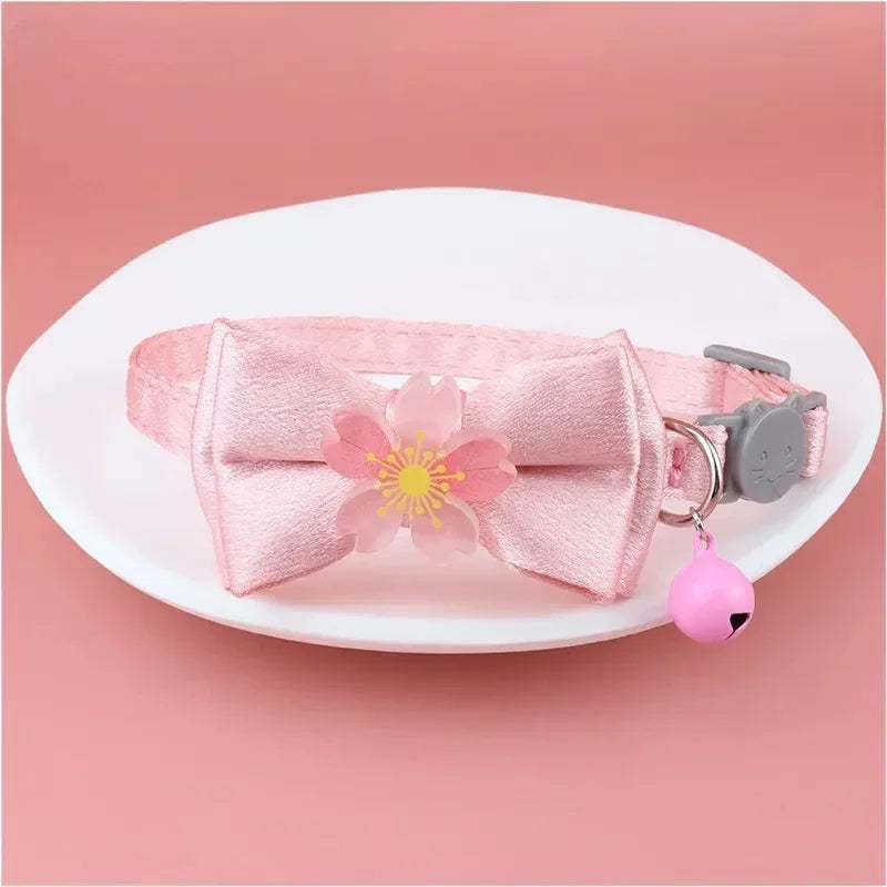 Cat Collar Pink Lace Bow Hanging Bead Choker Bell Dog – Cat Clothes & Costumes
