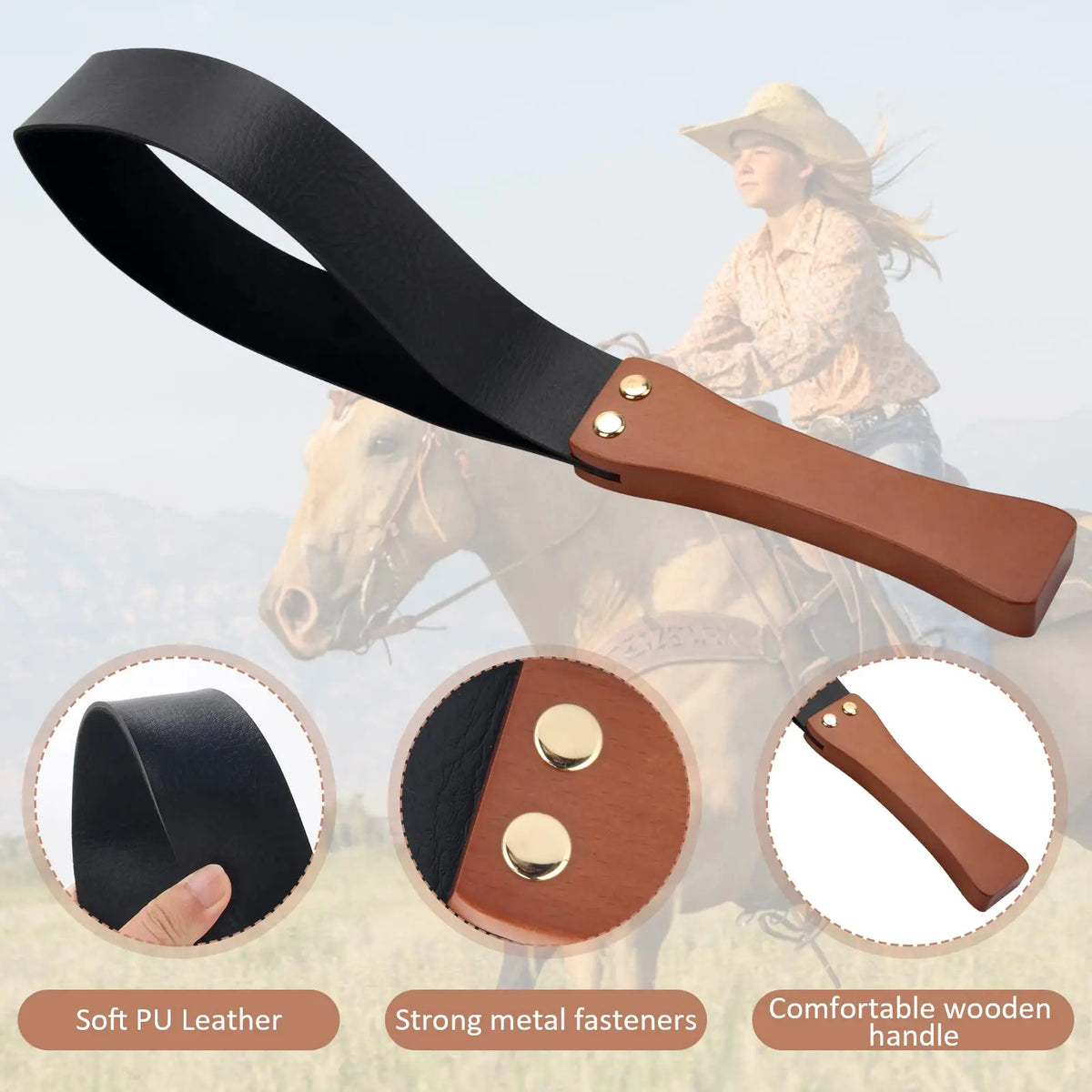 Riding Crop for Horses, Leather Paddle with - ProPawPet.com