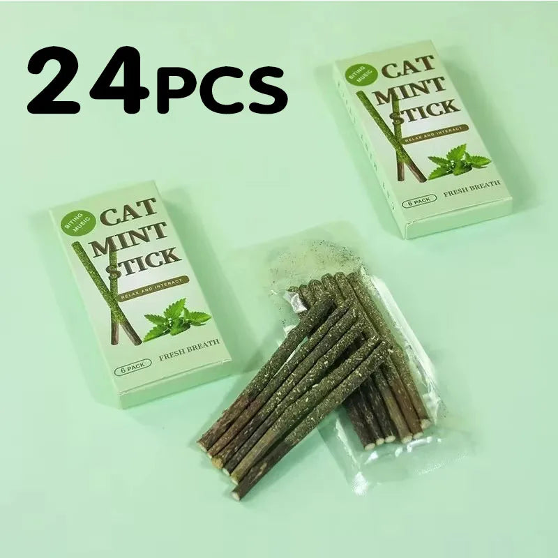 6- Natural Cat Stick Mint Caught Bite Excited Rods Silvervine – Cat Supplies