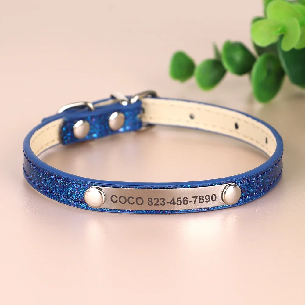 Personalized Cat Collar Bling PU Leather Cat - ProPawPet.com