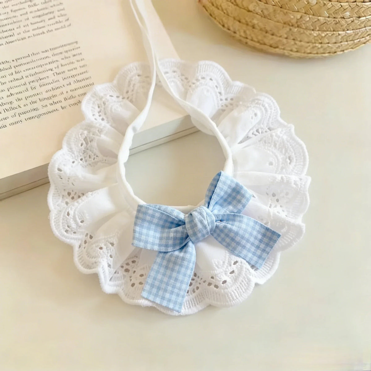 Pet Lace Bib Collar Plaid Bowknot Adjustable - ProPawPet.com