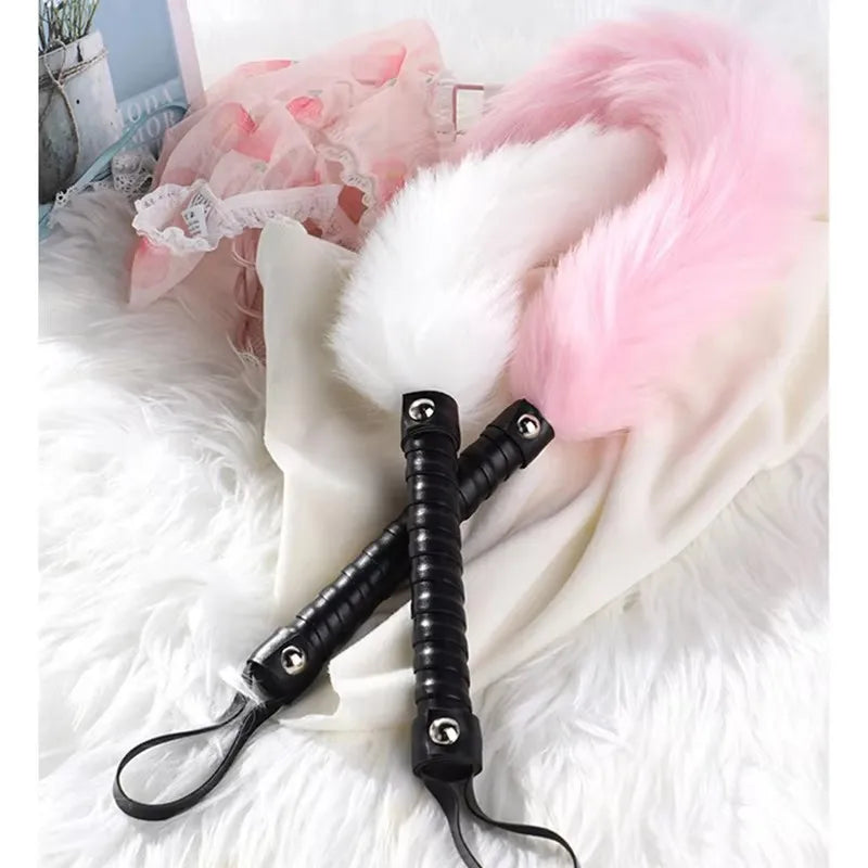 56CM PU Leather Handle Foxtail Horse Whip - ProPawPet.com
