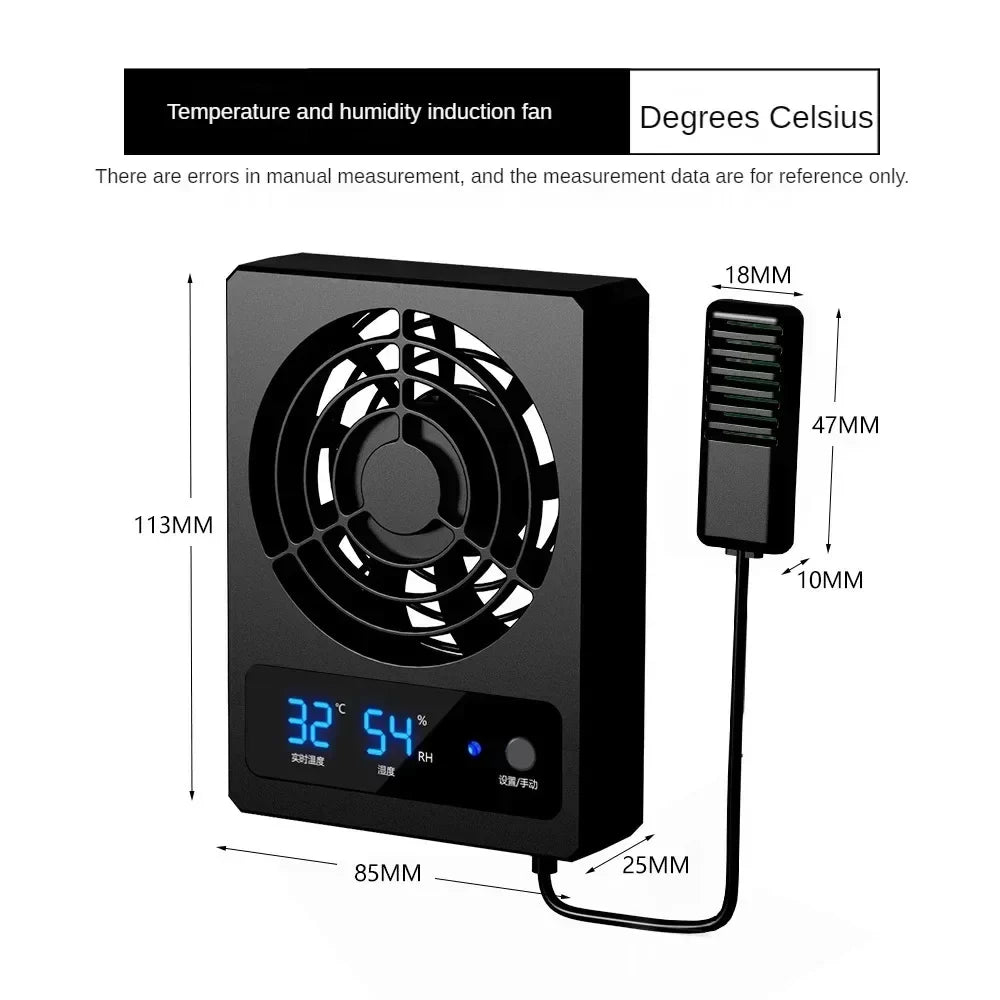Reptile Enclosure Smart Cooling Fan with LED Display – 2 Colors