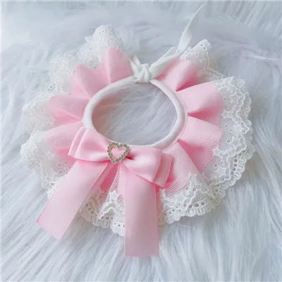 Plaid Dog Bow Bibs Collar Lace Scarf - ProPawPet.com
