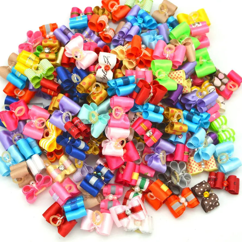 10Pcs Handmade Pet Dog Bow Diamond Pearl Pet - ProPawPet.com