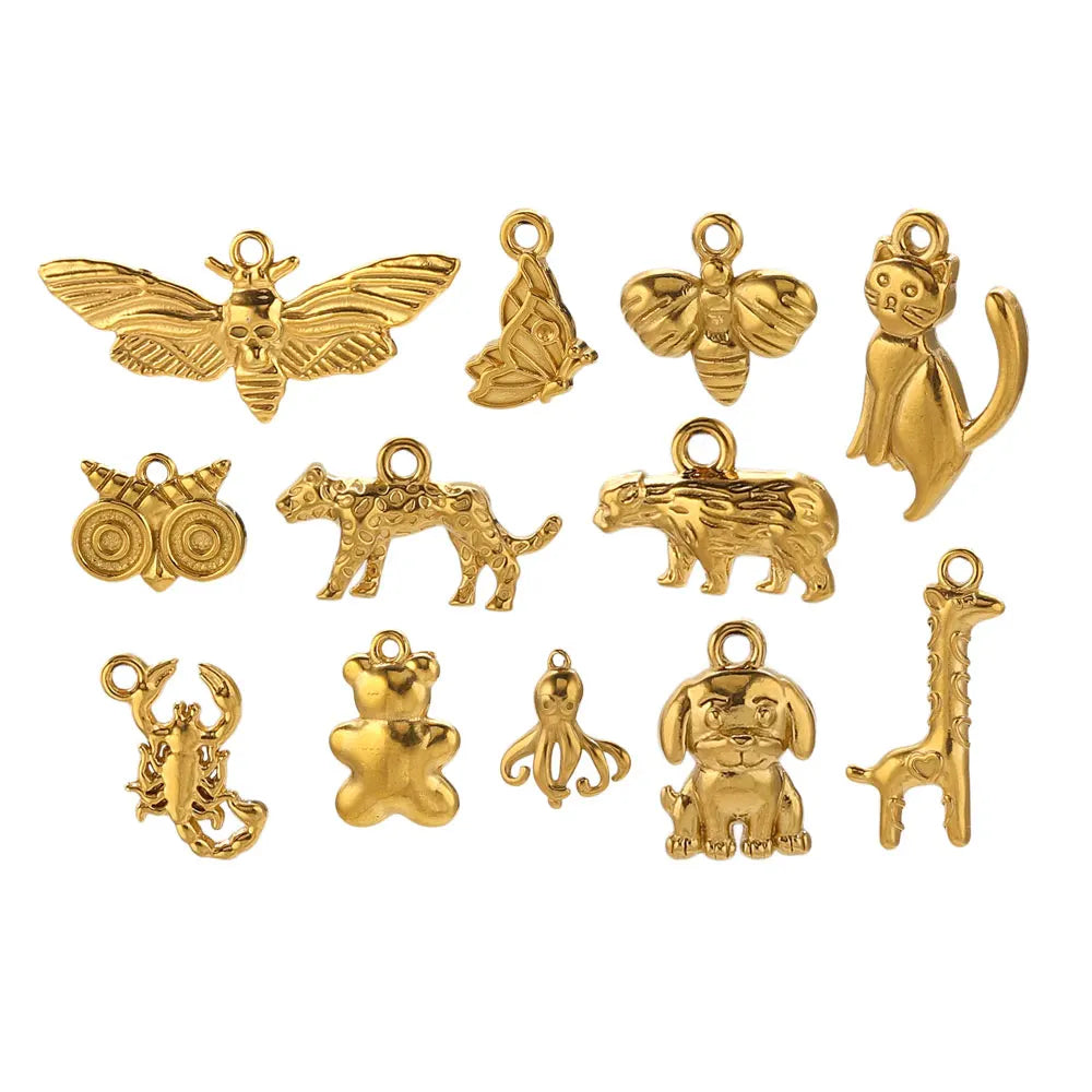 5pcs Stainle Steel Gold Animal Charms For - ProPawPet.com