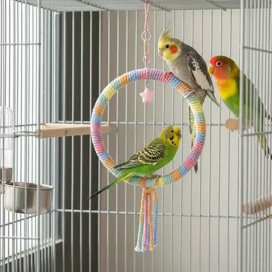 Cotton Rope Bird Swing Toy with Perch Bed - ProPawPet.com