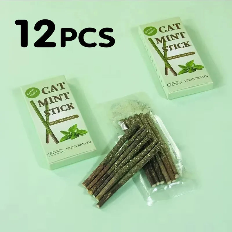 6- Natural Cat Stick Mint Caught Bite Excited Rods Silvervine – Cat Supplies