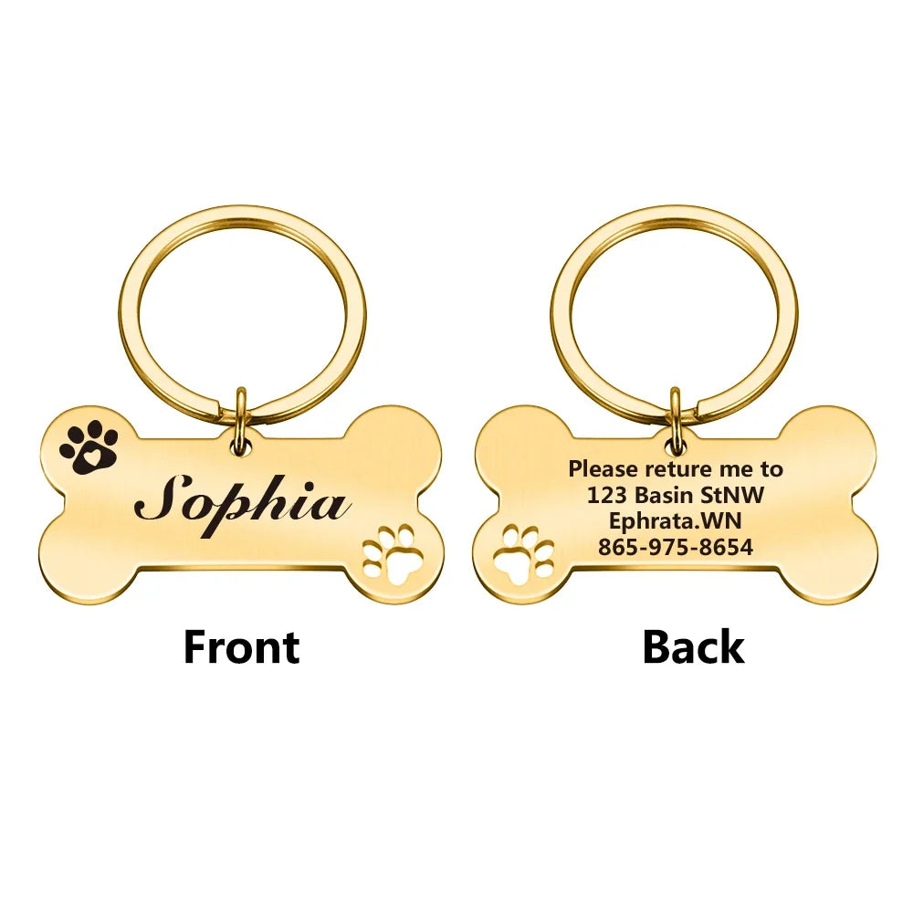 Romantic Footprint Customized Text Cat & Dog ID Tag – 4 Colors