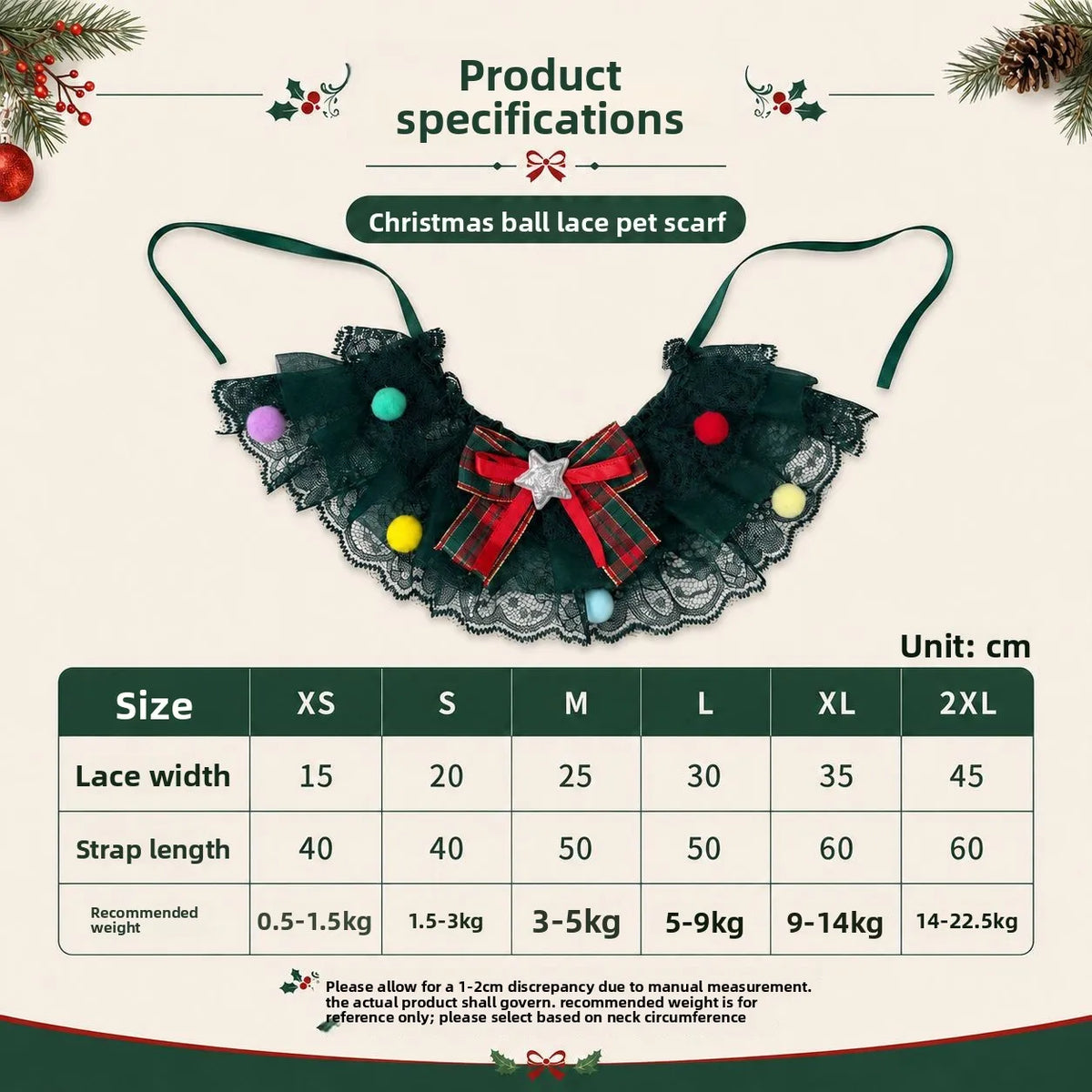 Christmas Festival Pet Neckwear Lace Edge - ProPawPet.com