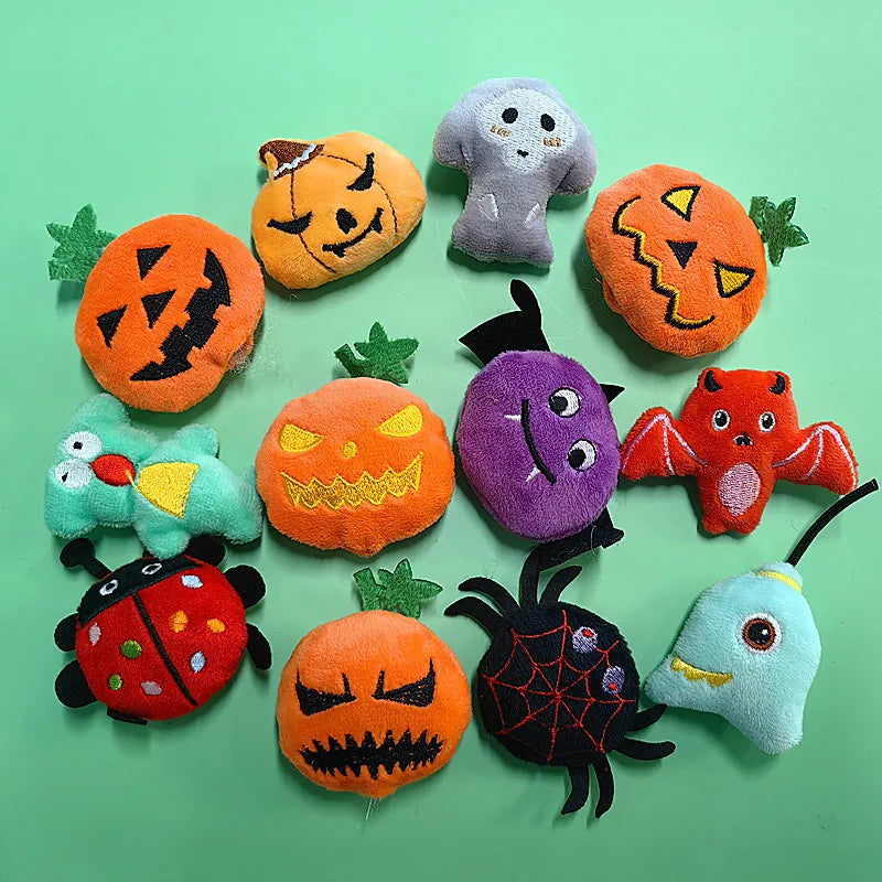 Interactive Pet Halloween Bat Spider Pumpkin Cat Catnip Plush Toys, Durable