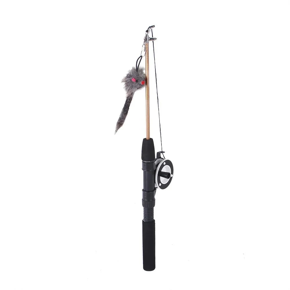 Interactive Retractable Cat Feather Teaser Wand – 3 Colors