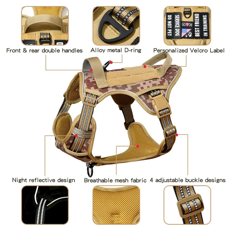 Dog Tactical Harness Vest Pet Dog Harness - ProPawPet.com