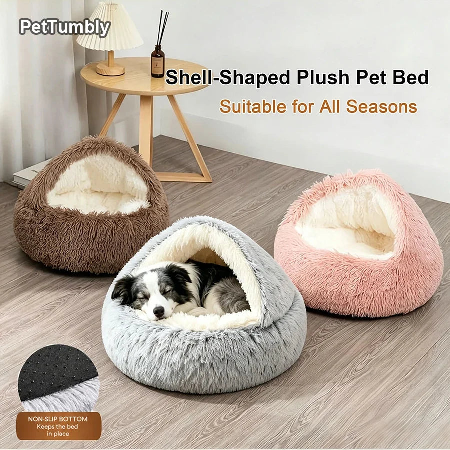 Cozy Cat Bed Shell-Shaped Semi-Enclosed - ProPawPet.com