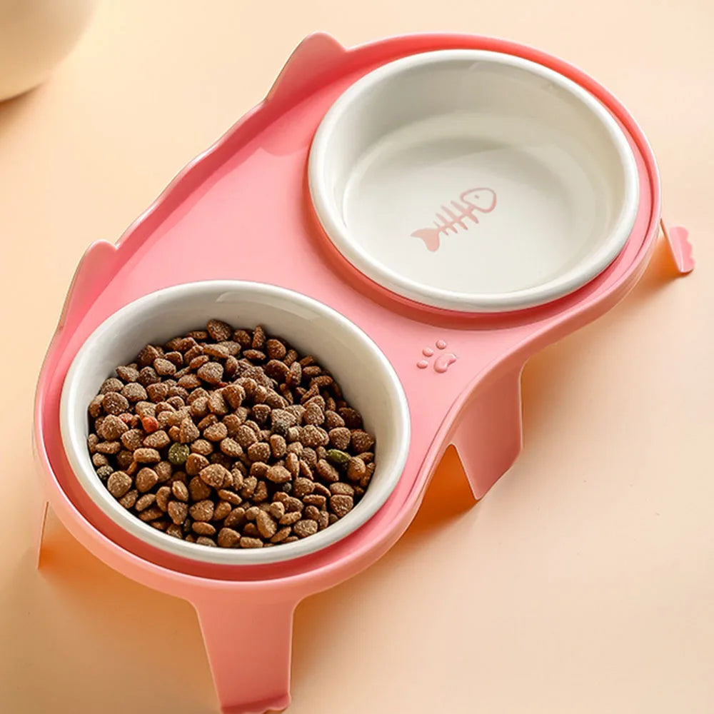 Ceramic Cat Bowl Double Bowl - Elevated - ProPawPet.com