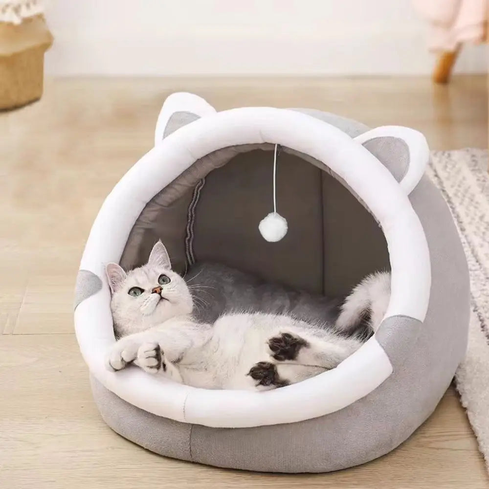 Cute Cushion Cat Sleeping Beds Semi Enclosed - ProPawPet.com