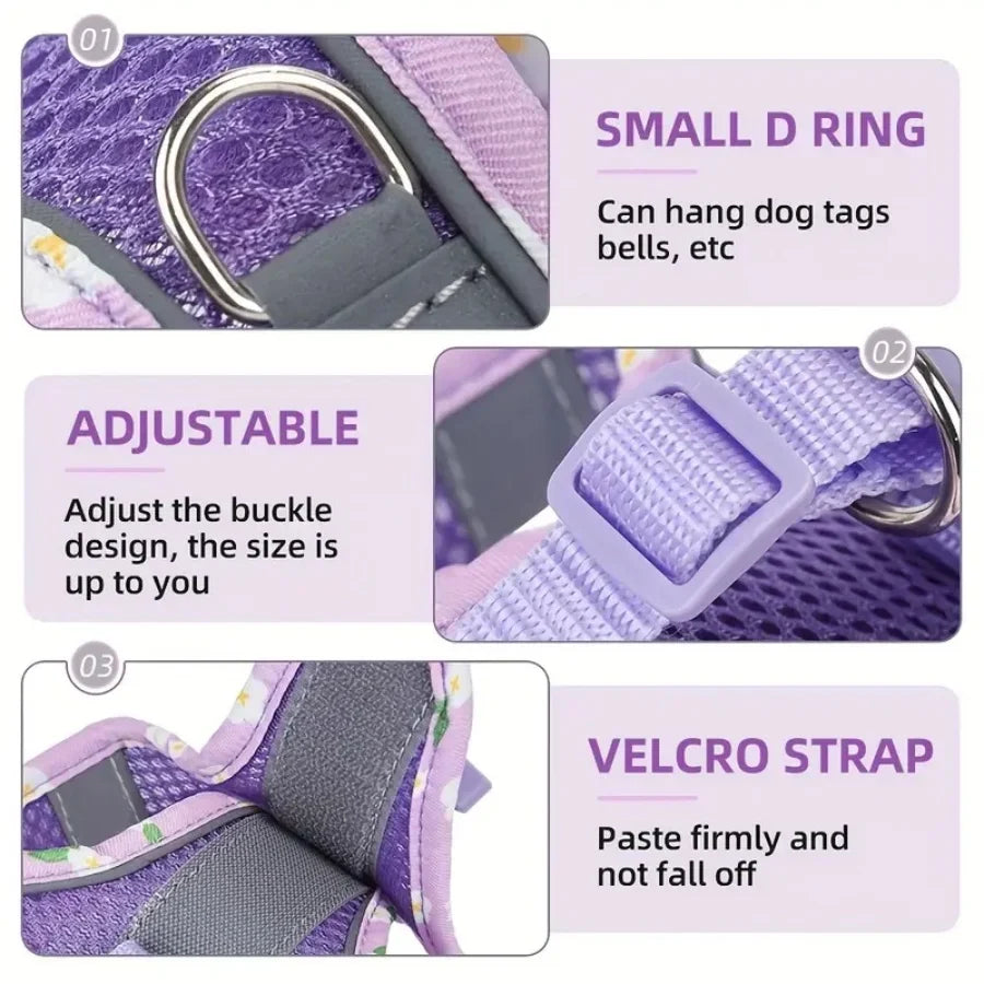 DH010Adjustable soft cat vest with safety - ProPawPet.com
