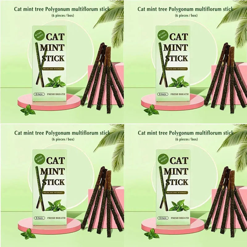 6- Natural Matatabi Cat Stick Mint Caught Bite Excited Rods – 11 Colors