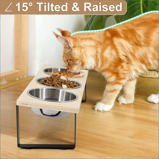 Elevated Cat Bowls Feeder 15° Tilted Raised - ProPawPet.com