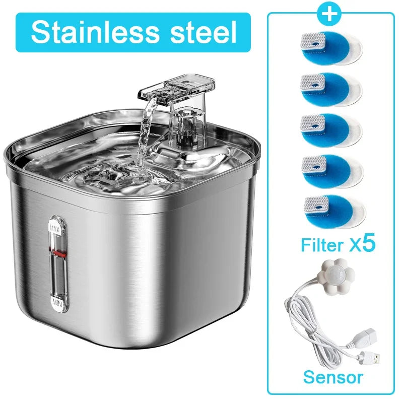 Stainless Steel Automatic Pet Water Dispenser – 4 Colors
