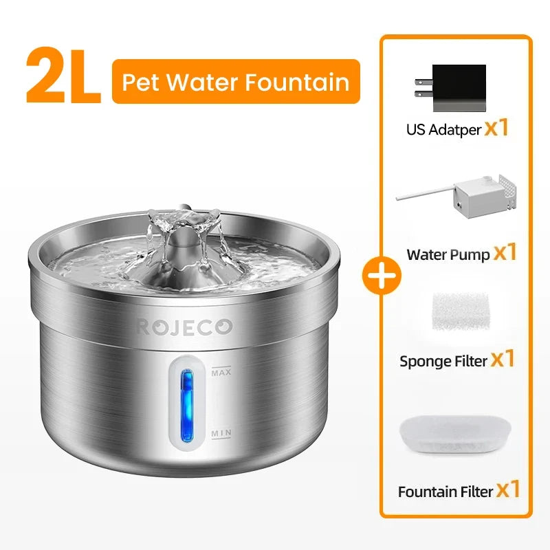 Rojeco Stainless Steel Pet Drinking Water Fountain – Cat Supplies
