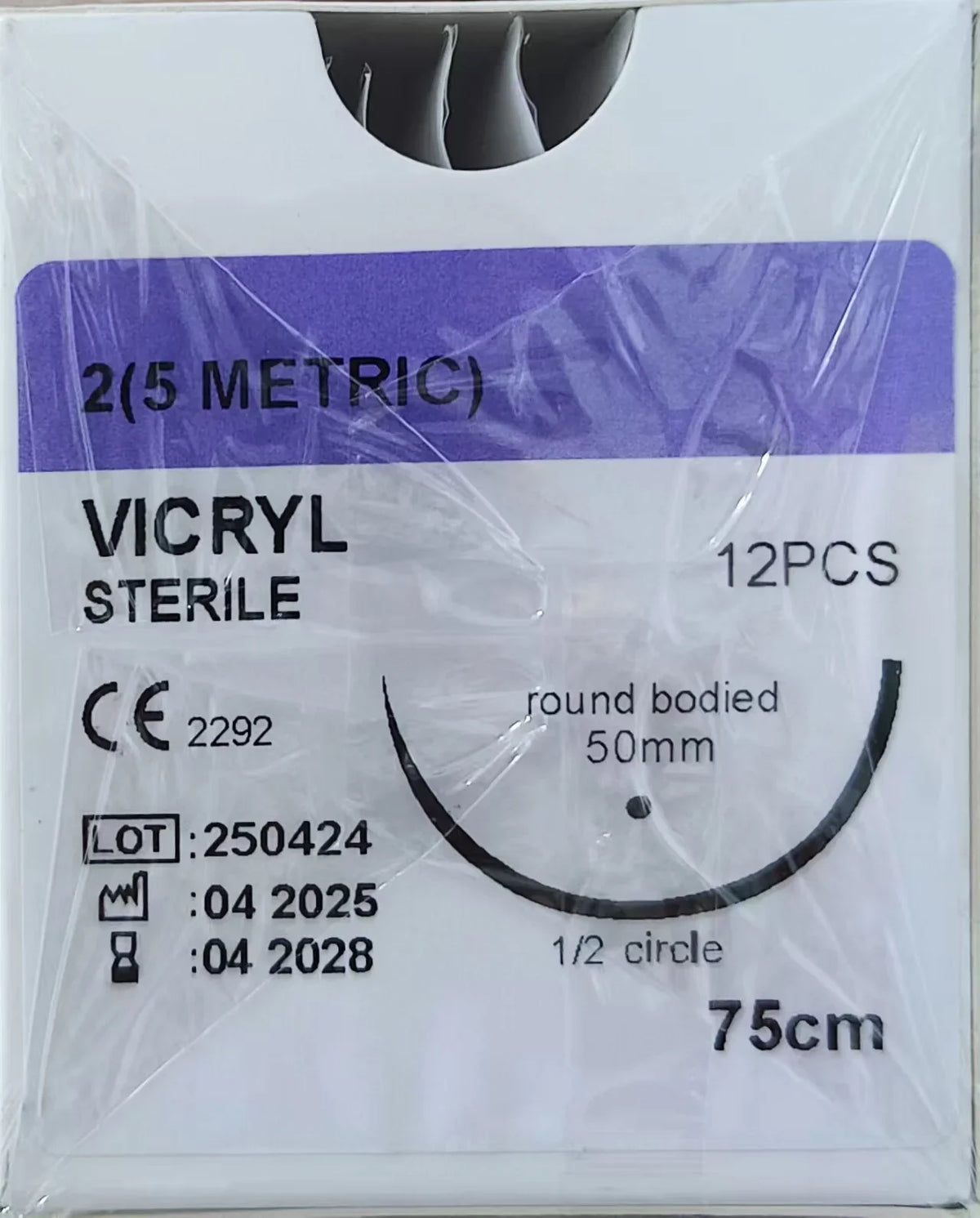 75cm Surgical Suture Vicryl 1 0 2 0 2 0 3 0 for Dogs