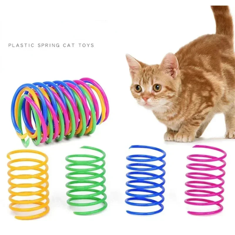 Colorful spiral spring cat toy featuring a - ProPawPet.com