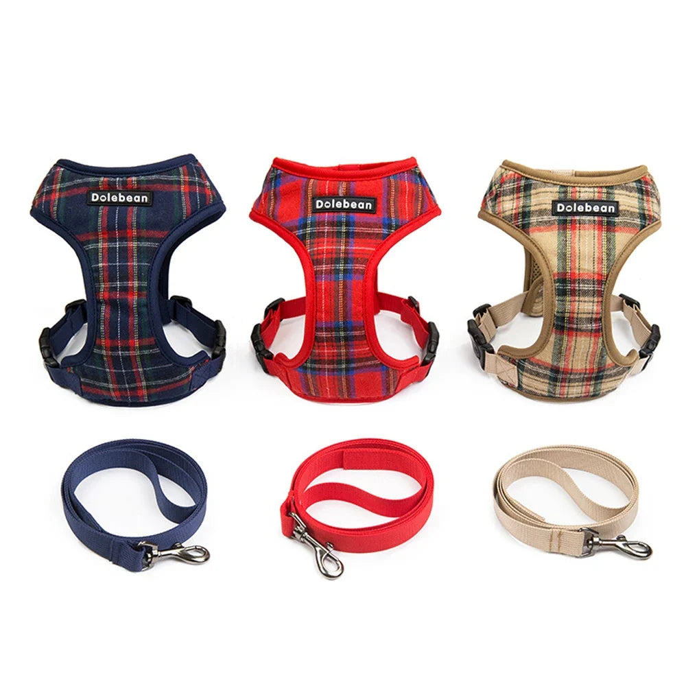 Plaid Pet Harness Leash Set for Small Dogs - ProPawPet.com