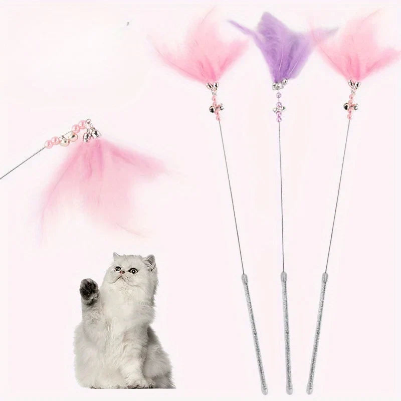 1PCS New Cat Toy Feather Stick with Bell - ProPawPet.com