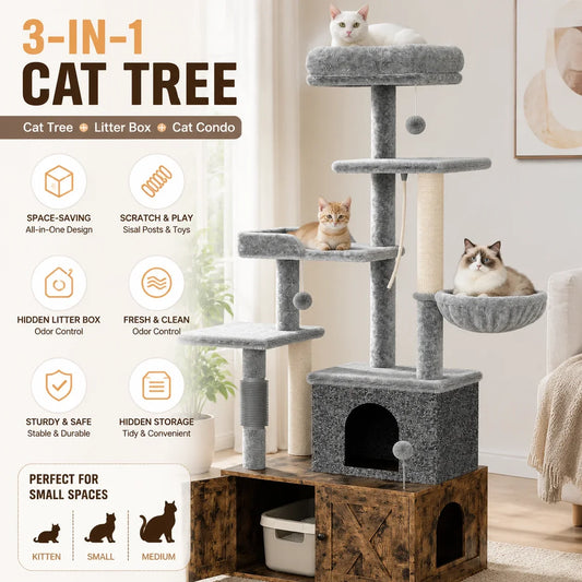 3-in-1 Modern Cat Tree with Hidden Litter - ProPawPet.com