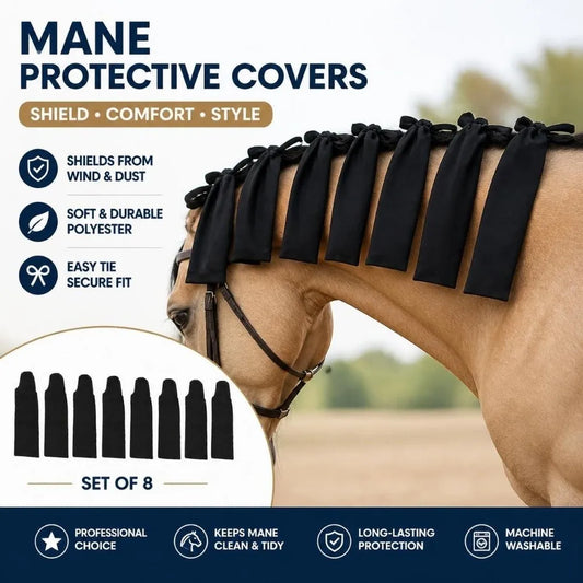 8pcs Black Horse Mane Cover Bags Woven Nylon - ProPawPet.com