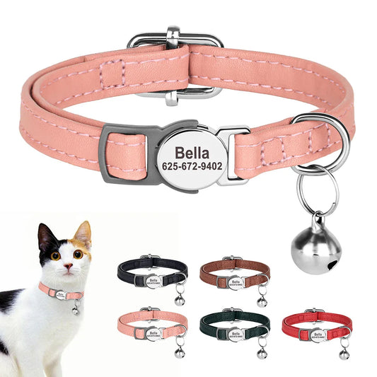 PU Leather Personalized Cat Collar - ProPawPet.com