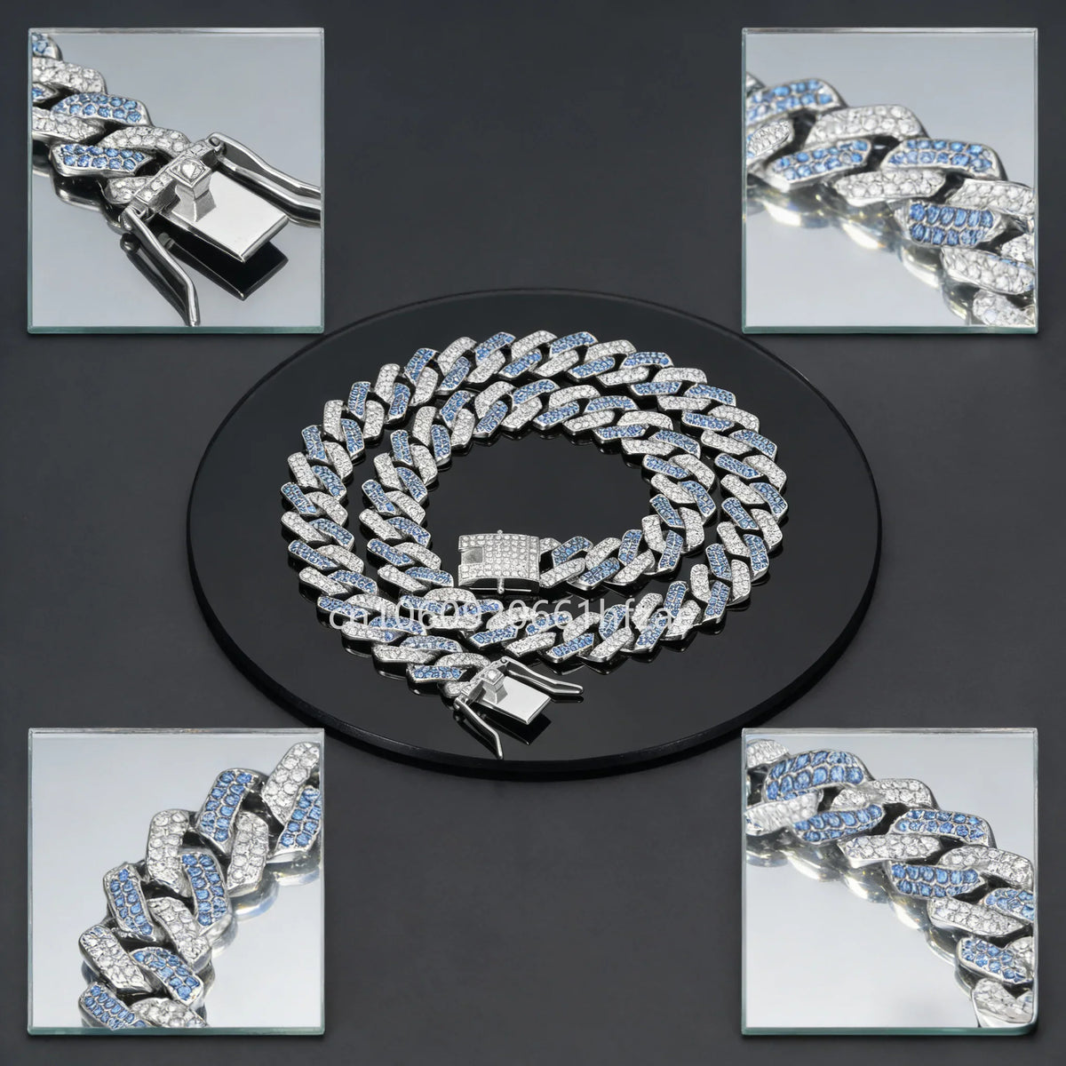 14mm Pink Blue Lab Diamond Dog Cuban Chain - ProPawPet.com