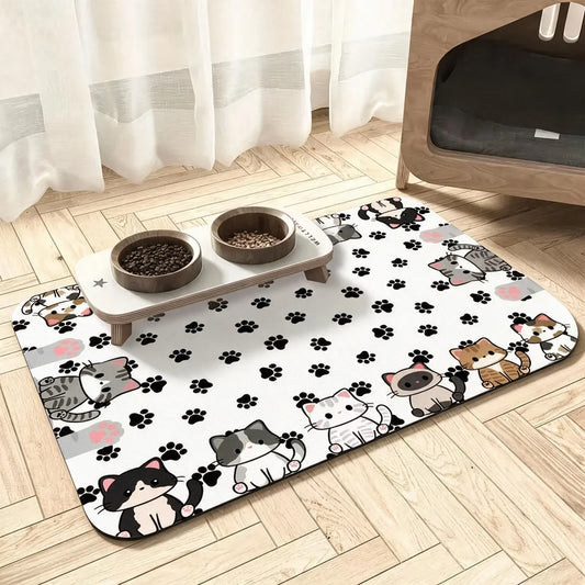 Square Pet Dining Mat Rubber Bottom Water - ProPawPet.com